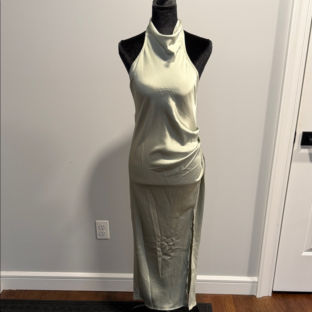 Hello Molly Backless Halter Dress in Light Green